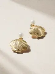 [Mateo] Mateo - Venus 14-karat Gold Pearl Earrings - One size One size Gold