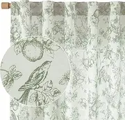[Vangao] Linen Blend Floral Curtains for Living Room 84 inch Length 2 Panels Set Sage Green Drapes Back Tab Light Filtering Toile Printed Farmhouse Bedroom Curtains Rod Pocket Window Curtains