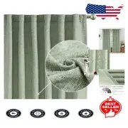 Versatile 84" Thick Burlap Curtains for Living Room - 2 Panel Set in Green