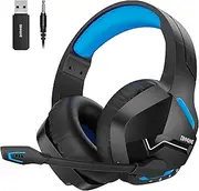BINNUNE Wireless Gaming Headset with 2.4GHz for PS5, PS4, PC, FPS Gamers, 120Hrs+ Bluetooth 5.3 Gaming Headsets with Noise Canceling Mic, 50MM Headphones for Laptop, Mobile, Mac