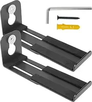 Carbon Steel Sound Bar Mounts, Under TV Wall Mount Soundbar Bracket, Nonslip Sound Bar Wall Shelf, Soundbar Shelf Under TV with Hardware Kit for Living Room