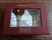 OLEG CASSINI SET OF 2 CRYSTAL DIAMOND BOTTLE STOPPER CLEAR & RED NEW