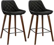 Artiss Bar Stools Set of 2 with PU Leather Seat - 68cm Counter Height Barstools for Kitchen Island, Coffee Shop, Outdoor Pub & Indoor Dining Room