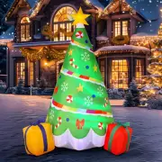 6 FT Tall Christmas Tree Inflatable, Rainbow Ribbon Christmas Tree Inflatable wi