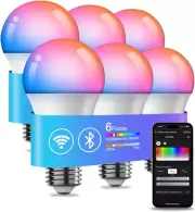 Smart Light Bulbs 6Pack, Wifi Led Light Bulbs Work with Alexa Google Home, Color