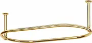 Oval Shower Curtain Rail Rod for Bathroom, Traditional, Large and Heavy Duty Ceiling Mounted with Adjustable Support - 45X 25 Inch (Free Curtain Rings) (Gold)