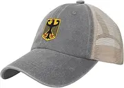 [Generic] National Emblem of Germany Cowboy Mesh Baseball Cap for German Man Woman Outdoor Adjustable Denim Hat