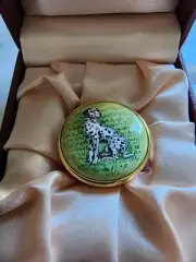 Exquisite Staffordshire Enamel Trinket Box Made in England Dalmatian Dog NEW!