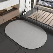 GGP Oval Dark Grey Quick Dry Absorbent Non Slip Bath Rug For Bathroom, Kitchen & Entryway 60X90Cm