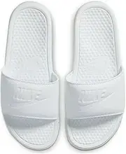 [Nike] mens Benassi Just Do It Slides, White | White, 10