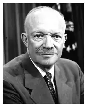 PRESIDENT DWIGHT D. EISENHOWER B&W PORTRAIT 8X10 PHOTO