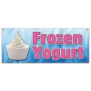 FROZEN YOGURT BANNER SIGN yoghurt self soft serve homemade toppings
