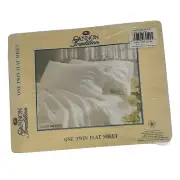 NIP Vintage White CANNON MUSLIN COTTON Twin Flat Sheet Bedding Bed USA