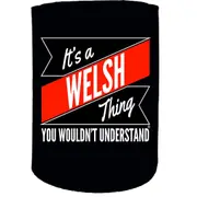 Alcohol Stubby Holder - Welsh Thing Surname Personalised - Funny Novelty Birthday Gift Joke Beer