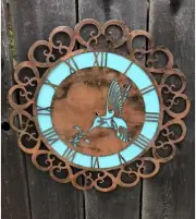 Hummingbird Metal Art clock Rustic Copper Mothers Day Gift