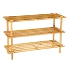 Boxsweden 3 Tier 74cm Wooden Shoe Rack Wood Storage Home Organiser Stand Brown
