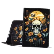 WEUIUJKILO for Samsung Galaxy Tab A9 Plus Case Inch Skull Flowers and Butterfly