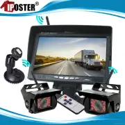 Wireless 7" Car Monitor Dual Mounts 2x IR CCD Reversing Camera For Truck Caravan