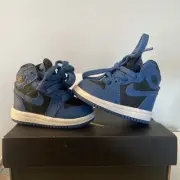 Air Jordan Retro 1 High OG Dark Marine Blue Toddler Sneakers Sz 2C AQ2665-404