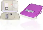 Baxnore 5colors A4 Document Bag, Business Zipped Portfolio with Handle, Travel Document Folder, A4 Art Folder Carry Case for Office Home School (Purple)