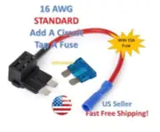 1 Set STANDARD Add-A-Circuit Fuse Tap Holder 16 AWG Gauge Car Auto Truck +15 Amp