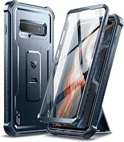 [Dexnor] for Samsung S10 Case, [Built in Screen Protector and Kickstand] Heavy Duty Military Grade Protection Shockproof Protective Cover for Samsung S10 - Blue