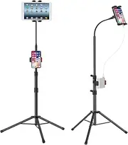 LIUGAST Tripod Stand for Ipad,Gooseneck 65-inch Floor Stand for Tablet,Floor Stand for iPad Tripod with 360° Rotating Mount for Mini, Air, Pro and All 4.7-11.9 Inch Tablet and Phone