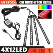 4x Car Interior Footwell LED Strip Lights RGB Multicolour Remote Atmosphere Lamp