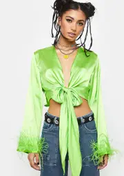 New Rules Feather Wrap Top