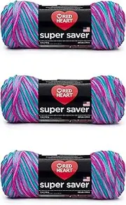 [Red Heart] Super Saver Yarn, 3 Pack, Bonbon Print 3 Count