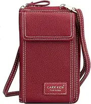 [Valentoria] Women Purse Leather Cellphone Holster Wallet Case Mini Small Crossbody Shoulder Bag Messenger Pouch Ladies Handbag Clutch Phone Pockets for iPhone 8 Plus Xs Max X Xr 7/6 Plus Samsung S10+ (Burgundy)