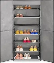 [Whitmor] Accessory Wardrobe - 7-Tier Closet Shelves with Doors - Grey