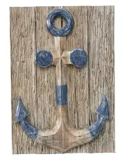 [Willow & Silk] Hand-carved Ship Anchor Coloured Wall Art in Natural