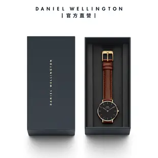 Daniel Wellington DW 手錶 Petite St Mawes 32mm棕色真皮皮革錶-黑錶盤-香檳金框 DW00100548