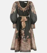 [Zimmermann] Zimmermann Illustration linen and silk midi dress AU 6 black