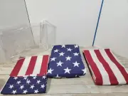 Star Stripes Theme Twin Fitted Sheet Flat Pillow Sham Set Patriotic Flag NEW