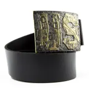 Leather belt with brass buckle Molon Labe, 1776 Come and take it, 2nd Amendment