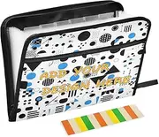 Custom Office Folders 13 Pockets A4 Letter Size Customizable Accordion File Organizer with Zipper Closure for Office Supply Blue and Black Geometric Shapes Minimalistic Modern organizador