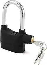QWORK Alarm Lock, 110 Db Universal Security Alarm Lock System Burglar Door Motor Bike Padlock with 3 Keys (Black)