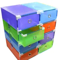 在飛比找蝦皮商城優惠-包邊抽屜式鞋盒1入 彩色鞋盒 透明鞋盒/收納鞋盒/收納盒【G
