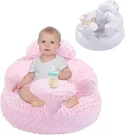 BALAPET Inflatable Baby Seat with Integrated Tray and Back Support for 3-36 Months Toddler, Soft Plush Baby Chair for Sitting Up, Blow Up Baby Floor Seat with Built in Air Pump(Pink)