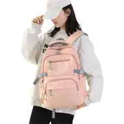 Backpack Solid Teenage Girls School Shoulder Bag Nylon-Pink