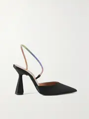 [D'ACCORI] D'ACCORI - Saturn Crystal-embellished Satin Slingback Pumps - Black - IT35.5 IT 35.5 Black