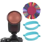 24pcs Round Head Camera Flash Gels Filters Color Correction Filter Kit for V1 Series Speedlight H200R Flash Head with Storage Bag ALKOY