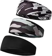 [zolyet] 3 PCS Headbands Sweatbands Women Men Head Bands for Sports Workout Exercise Cycling Hiking Tennis Basketball Set 3