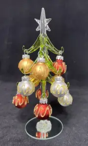 Hand Mouth blown glass Christmas tree with ornaments by Kurt Adler