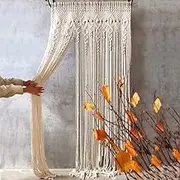 Wall Hanging Decor Macrame Tapestry: 90x180cm Boho Door Curtain Handmade Woven Cotton Yarn Rope Bohemian Doorway Decorations for Bedroom Window Living Room Home Wedding Backdrop Decors