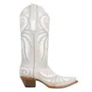 Corral Boots Studded Embroidered Snip Toe Cowboy Womens Off White, White Casual