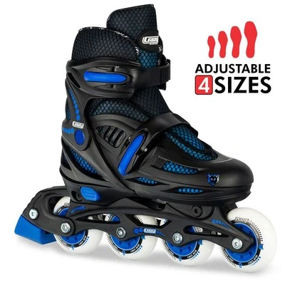 Crazy Skates 148 BLACK Size Adjustable Inline Blades for Boys Kids Girls Roller