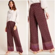 NEW Anthropologie Marsden Wide-Leg Pants Geometric Print Bohemian Palazzo Size 4